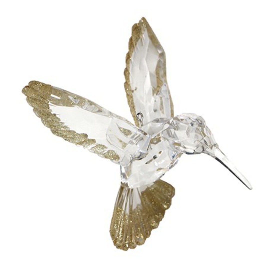 Acrylic Clear and Gold Glitter HummingBird 11cm image 0